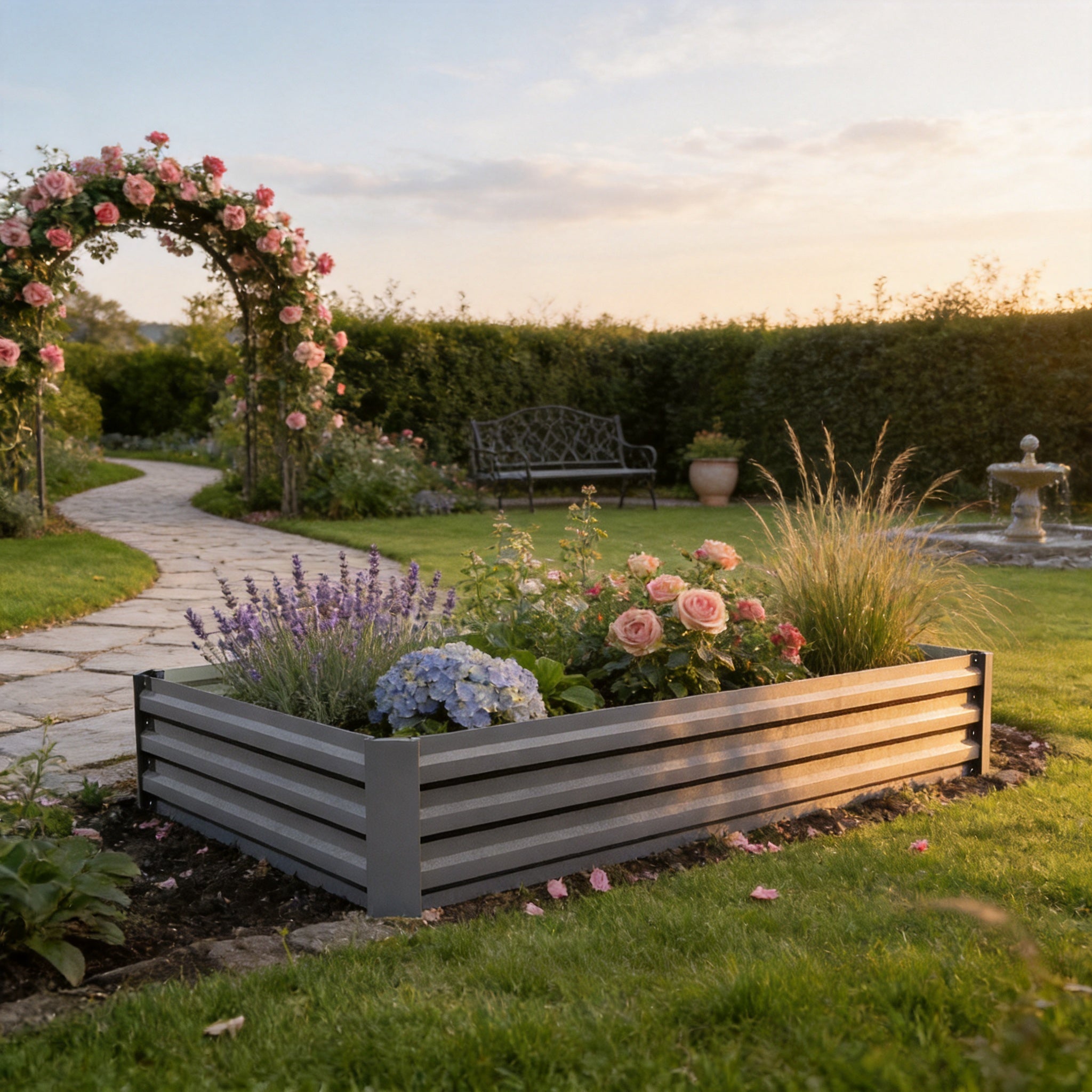 3.9x3ft Galvanised Steel Raised Garden Bed Outdoor Planter Box